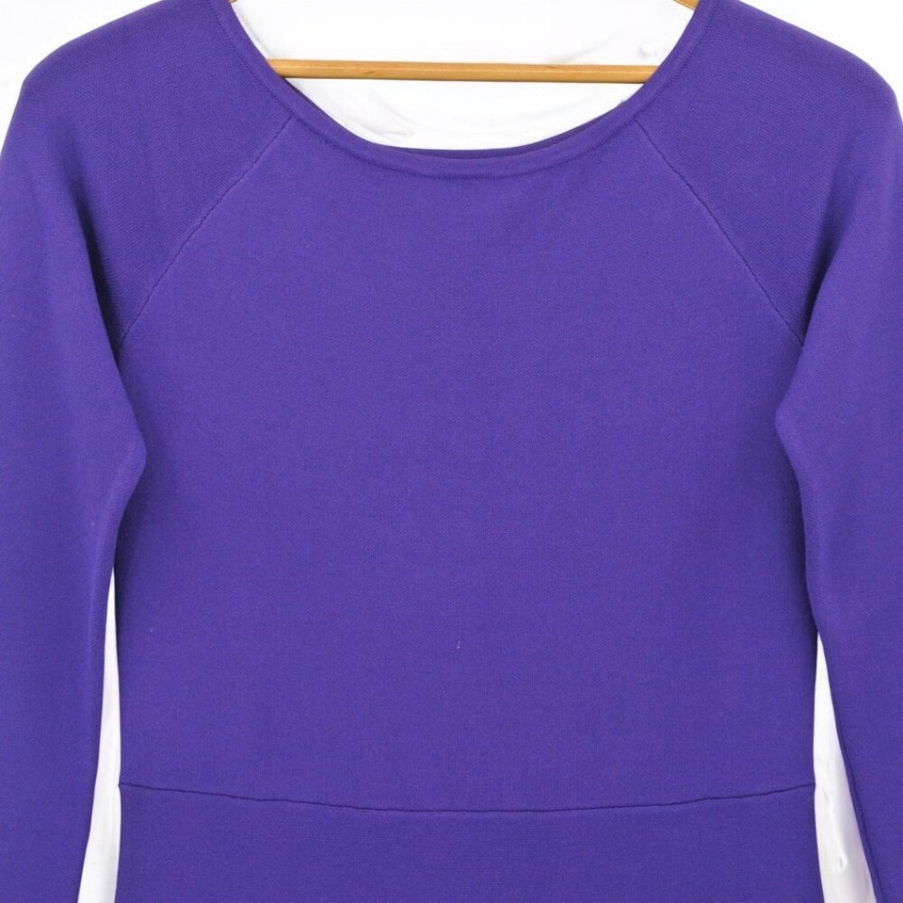 Ann Taylor Long Sleeve Boat Neck Purple Dress Worn Once - Picture 6 of 8